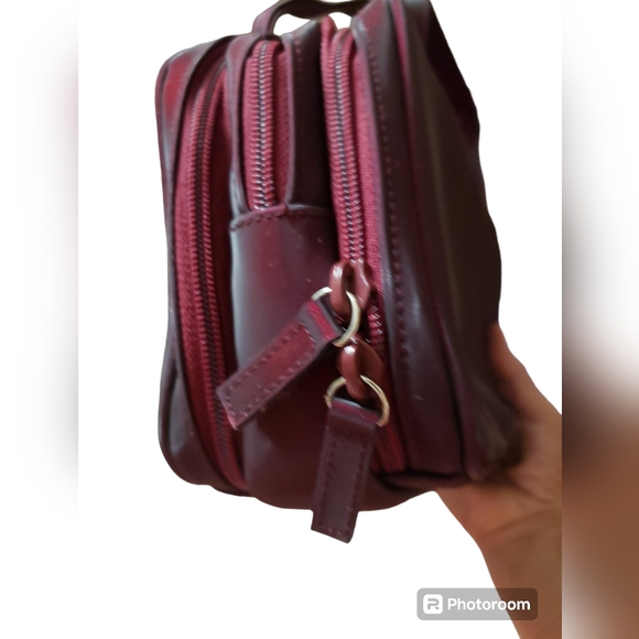 Avon Cosmetic Makeup Bag Travel Case Multi-Compartment Maroon Zipper Closures - Picture 13 of 14
